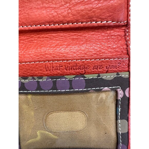 Fossil Women's Orange Genuine Pebble Leather Bi-Fold Snap Button Slim Wallet - Picture 6 of 12